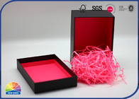 Smooth PU Leather Finished Jewelry Paper Gift Box With Lids Recyclable Red Color