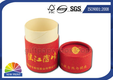 Red Round Cylinder Paper Packaging Tube With Gold Hot Stamping SGS Approval