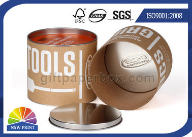 Custom Kraft Paper Tube Round Paper Packaging Can with Metal Tin Lid / Base OEM