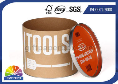 Custom Kraft Paper Tube Round Paper Packaging Can with Metal Tin Lid / Base OEM