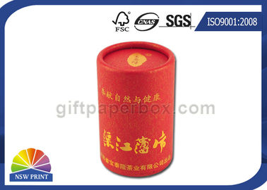 Red Round Cylinder Paper Packaging Tube With Gold Hot Stamping SGS Approval
