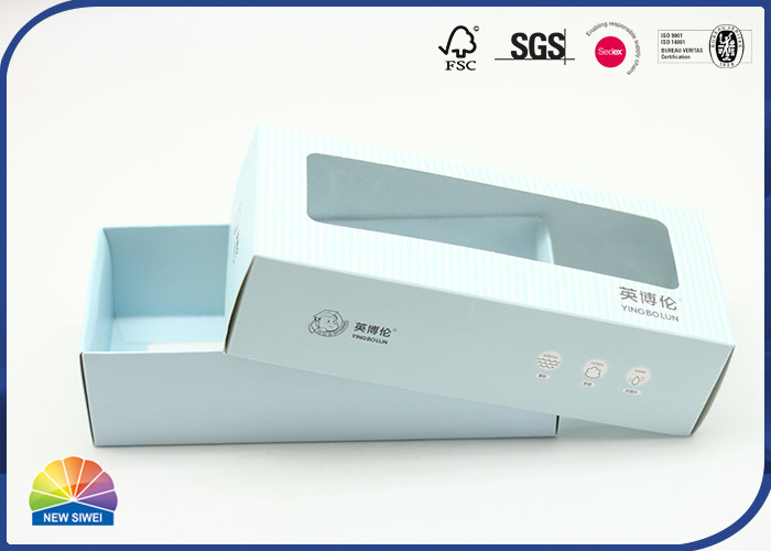 ソックスのパッケージのための型抜きされた窓C1Sの折る紙箱の基盤そしてふた