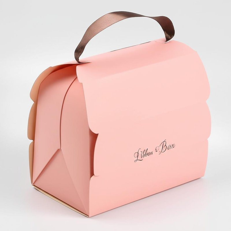 Paper Foldable Gift Box with Ribbon Handle for Gift/Cosmetic/Jewelry Convenient and Space-saving Design
